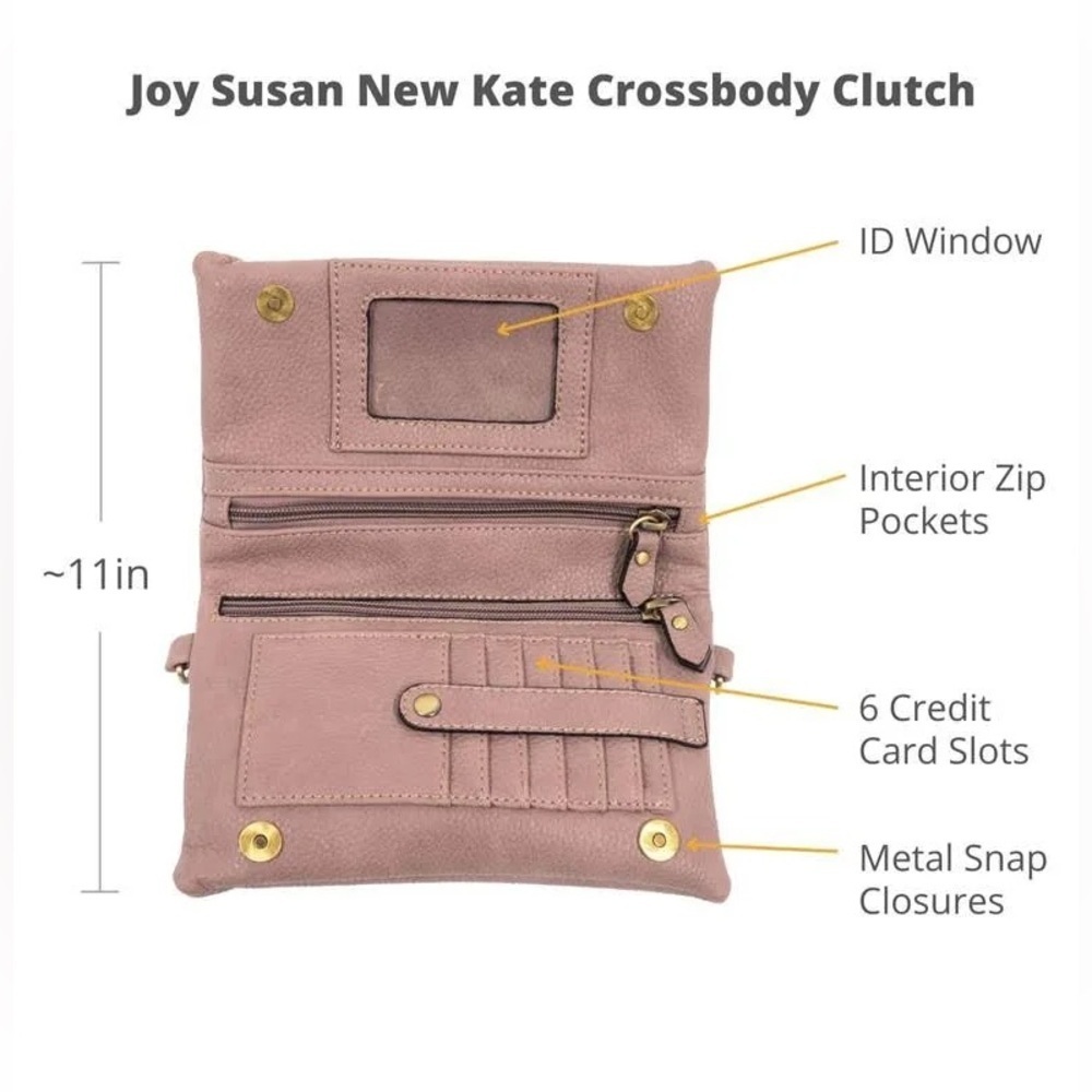 NWOT Joy Susan Kate Wristlet/Clutch/WalletIn In Black Made Of Vegan Leather - Picture 9 of 10
